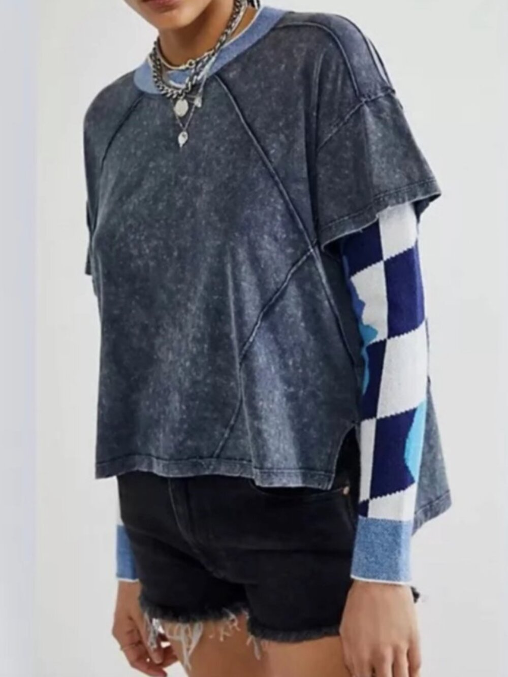 We The Free Free People Anya Twofer Sweater Sleeve Top Boho Y2K 90's Slouchy XS